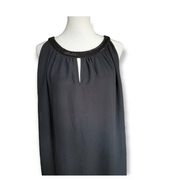 New‎ Lane Bryant Women's Beaded Neckline Asymmetrical Hem Black Blouse - Picture 3 of 8